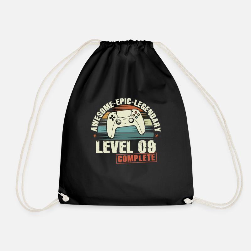 Level 09 Complete Geschenk zum 09. Geburtstag - Turnbeutel - Schwarz