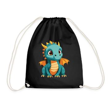Mignon bébé dragon dans le style de dessin animé - Sac de sport léger - noir - Devant