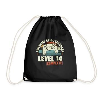 Level 14 Complete Geschenk zum 14. Geburtstag - Turnbeutel - Schwarz - Vorne