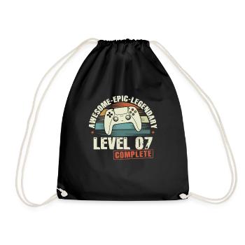 Level 7 Complete 7th Birthday Gift - Drawstring Bag - black - Front