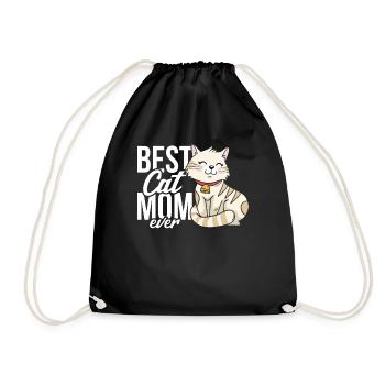 Best Cat Mom Ever - Drawstring Bag - black - Front