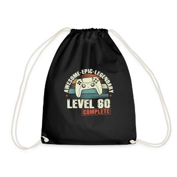 Level 60 Complete 60th Birthday Gift - Drawstring Bag - black - Front