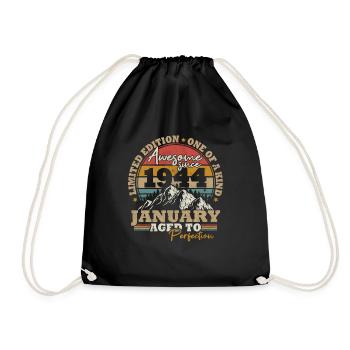 Januar 1944 Jahrgang 80 Jahre Geburtstagsgeschenk - Turnbeutel - Schwarz - Vorne