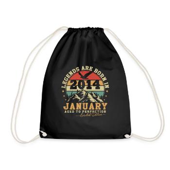 Januar 2014 Vintage Retro Geburtstag 2014 - Turnbeutel - Schwarz - Vorne