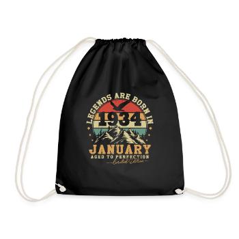Janvier 1934 vintage rétro anniversaire 1934 - Sac de sport léger - noir - Devant