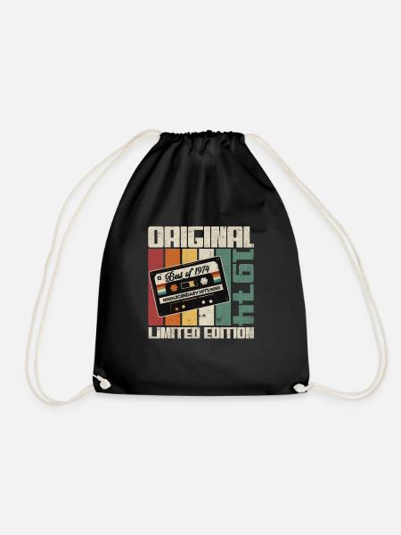 Original 1974 Vintage Retro Anniversary Gift - Drawstring Bag - black