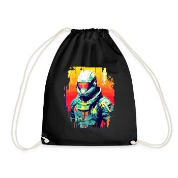 Homme Avec Casque Personnage De Jeu Vidéo Futuriste - Sac de sport léger - noir - Devant