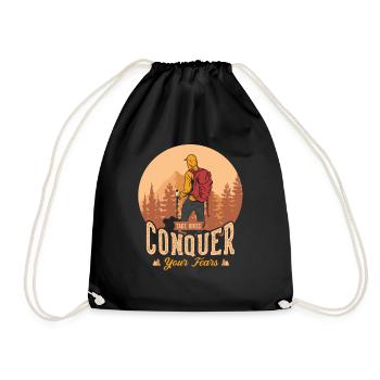 Take hikes conquer your fears - Drawstring Bag - black - Front