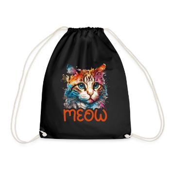 Meow - Drawstring Bag - black - Front