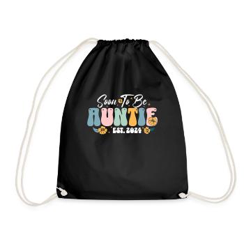 Soon To Be Auntie Est 2024 New Aunt Pregnancy - Drawstring Bag - black - Front