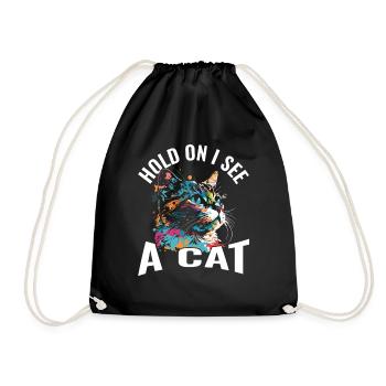 Halte fest, ich sehe eine Katze - Turnbeutel - Schwarz - Vorne