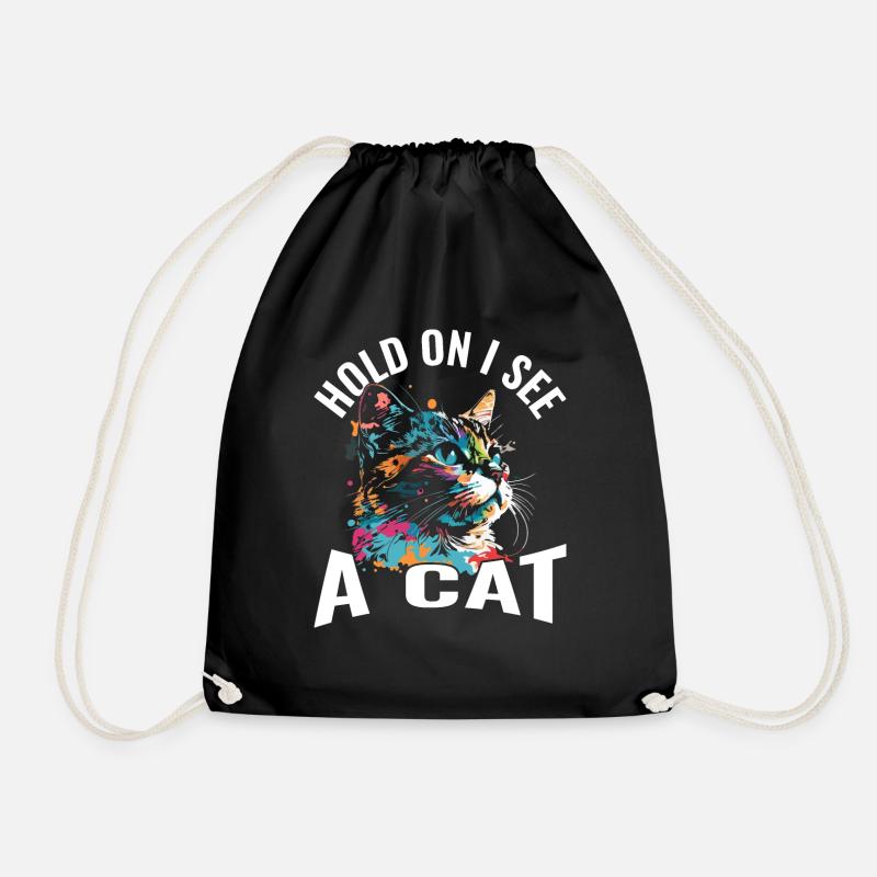 Halte fest, ich sehe eine Katze - Turnbeutel - Schwarz