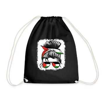 Palestine Palestinian Flag Girls Palestinian - Drawstring Bag - black - Front