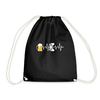 Gamer Bier Herzschlag - Turnbeutel - Schwarz - Vorne