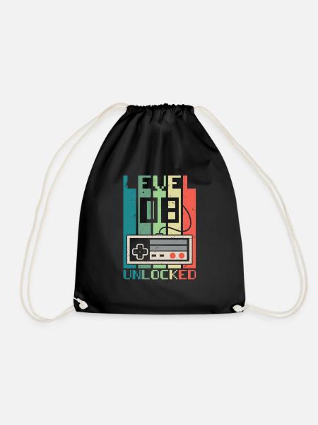 Level 8 Unlocked - Drawstring Bag - black
