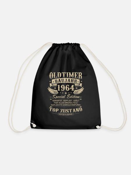 Oldtimer Baujahr 1964 Jahrgang Geburtstag Geschenk - Turnbeutel - Schwarz