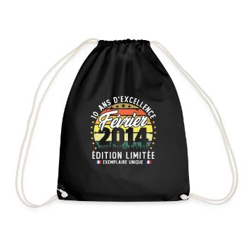 Février 2014 Vintage Cadeau Anniversaire 10 Ans - Sac de sport léger - noir - Devant