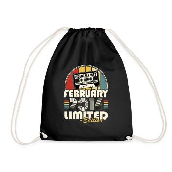 Jahrgang 2014 Februar Retro Geburtstagsgeschenk - Turnbeutel - Schwarz - Vorne