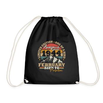 Februar 1944 Jahrgang 80 Jahre Geburtstagsgeschenk - Turnbeutel - Schwarz - Vorne