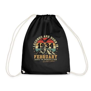 Février 1934 Vintage Rétro Anniversaire 1934 - Sac de sport léger - noir - Devant