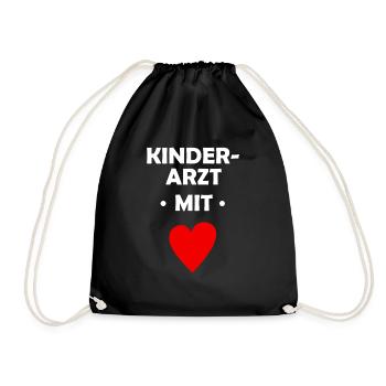 Kinderarzt mit Herz - Arzt - Krankenhaus - Doktor - Turnbeutel - Schwarz - Vorne