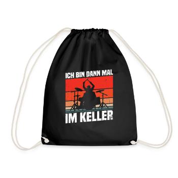 Ich bin dann mal im Keller - Turnbeutel - Schwarz - Vorne