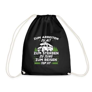 Zum reisen topfit - Geschenk Reisende - Turnbeutel - Schwarz - Vorne