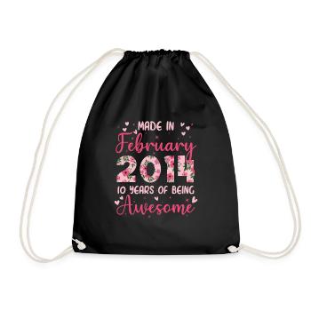 Februar 2014 Geschenk zum 10-jährigen Jubiläum für Frauen - Turnbeutel - Schwarz - Vorne