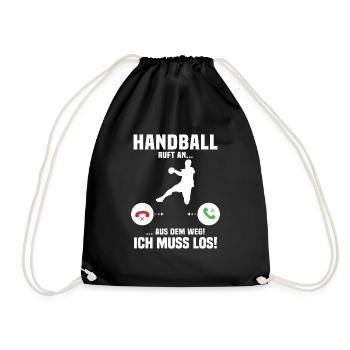 Handball ruft mich, lustiges Geschenk Handball - Turnbeutel - Schwarz - Vorne