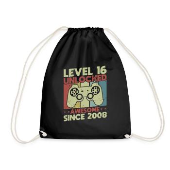 Level 16 Unlocked - Drawstring Bag - black - Front