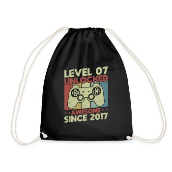 Level 7 unlocked - Drawstring Bag - black - Front