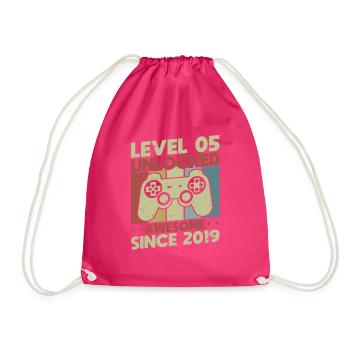 Level 5 Unlocked - Drawstring Bag - fuchsia - Front