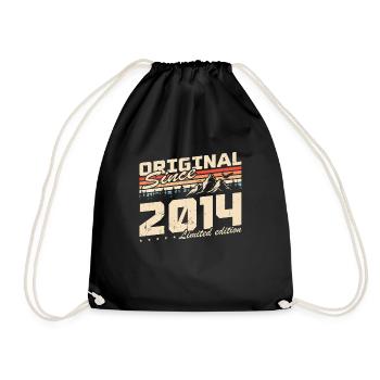 Cadeau d'anniversaire vintage original né en 2014 - Sac de sport léger - noir - Devant