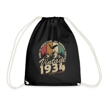 Vintage 1934 Retro Vintage Birthday Gift - Drawstring Bag - black - Front