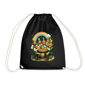 Irish Folklore Beer Drinking Leprechaun St - Drawstring Bag - black - Front