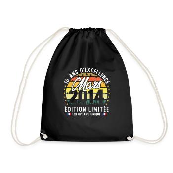 Mars 2014 Vintage Cadeau Anniversaire 10 Ans - Sac de sport léger - noir - Devant