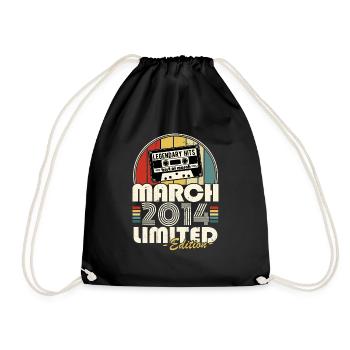 März 2014 Vintage Retro Jubiläumsgeschenk - Turnbeutel - Schwarz - Vorne