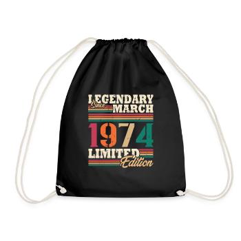 Vintage 1974 Mars Cadeau Anniversaire Rétro - Sac de sport léger - noir - Devant