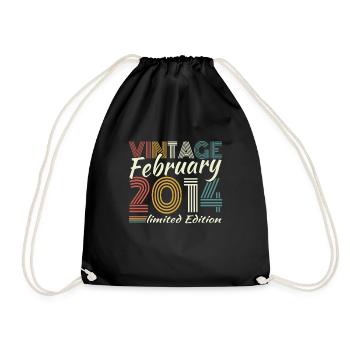 Februar 2014 Vintage Retro Geburtstagsgeschenk - Turnbeutel - Schwarz - Vorne