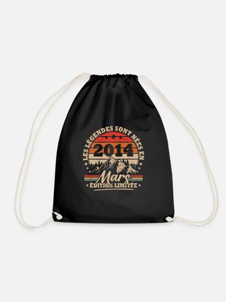 Vintage-Geburtstagsgeschenk Geboren im März 2014 - Turnbeutel - Schwarz
