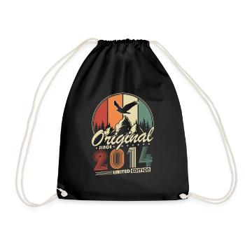 Original 2014 Jahrgang Retro Geburtstag Geschenk - Turnbeutel - Schwarz - Vorne