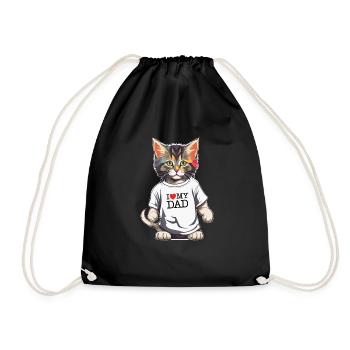 Süße Katze Ich Liebe Meinen Papa Bester Katzenpapa - Turnbeutel - Schwarz - Vorne