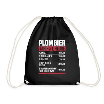 Plombier tarif à l'heure idée cadeau humour - Sac de sport léger - noir - Devant