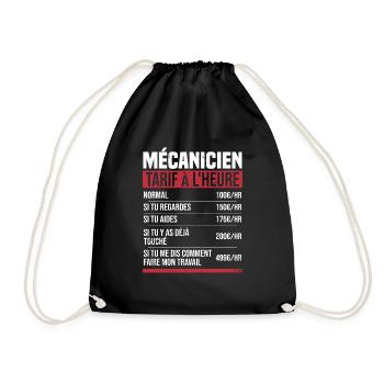 Mechaniker Stundensatz Humor Geschenkidee - Turnbeutel - Schwarz - Vorne
