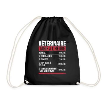 Tierarzt Stundensatz Humor Geschenkidee - Turnbeutel - Schwarz - Vorne
