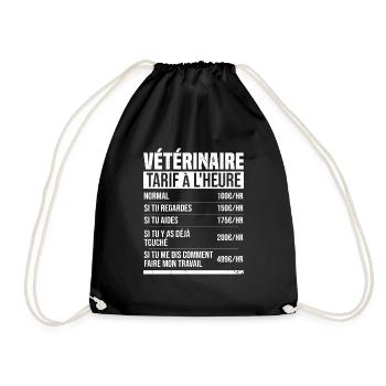 Tierarzt Stundensatz Humor Geschenkidee - Turnbeutel - Schwarz - Vorne