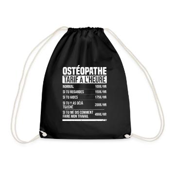 Osteopath hourly rate gift idea humor - Drawstring Bag - black - Front
