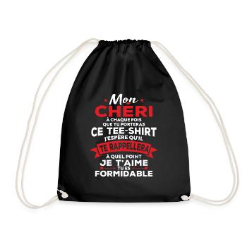 Mon chéri je t aime tu es formidable - Sac de sport léger - noir - Devant
