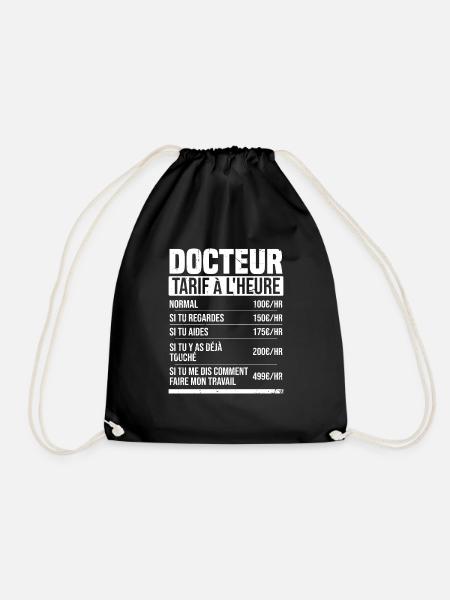 Docteur tarif à l'heure idée cadeau humour - Sac de sport léger - noir