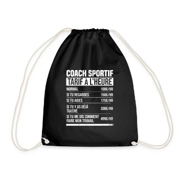 Personal Trainer Stundensatz Humor Geschenkidee - Turnbeutel - Schwarz - Vorne